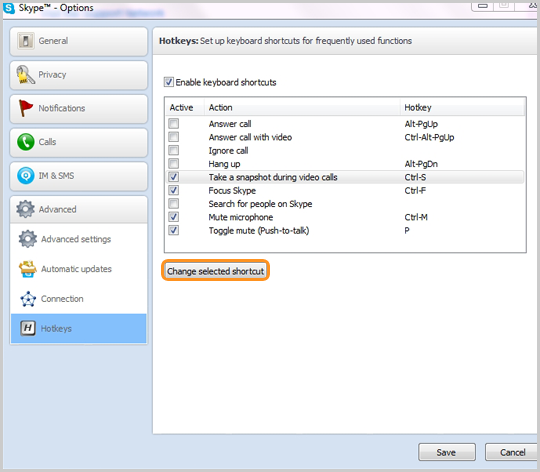 Skype Hotkeys