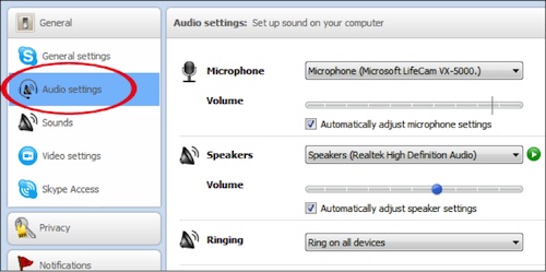 Audio Device Settings Skype For Business