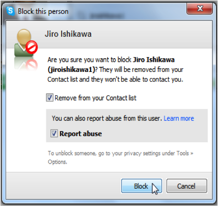 Block Skype Contacts